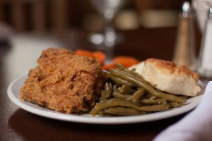 B. McNeel's fried chicken with green beans, carrots and homemade biscuits