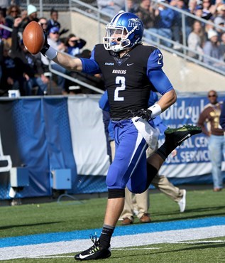 Austin Grammer carries it in the end zone for the first Blue Raiders score in a big win against North Texas on Nov. 21.