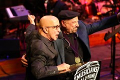 Paul Shaffer with Felix Cavaliere at the 2019 Musicians Hall of Fame Concert. Photo by Royce DeGrie