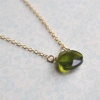 Olive Raindrop Solitare Swarovski Crystal Necklace - 14k gold filled