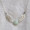 Wings of Leaves Necklace - Amazonite Stone, Sterling Silver, & Blue Swarovski Crystal