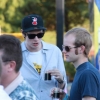 A couple of gents chat and enjoy their samples at the 2011 Bluesboro Fest