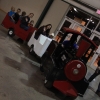 A miniature train chugged around the upper level of the Miller Coliseum